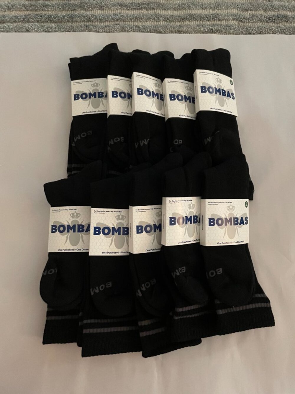 XL Bombas Half Calf Socks x 10 pairs BUNDLE Black NEW LOT UNISEX MENS ATHLETIC - Picture 2 of 8